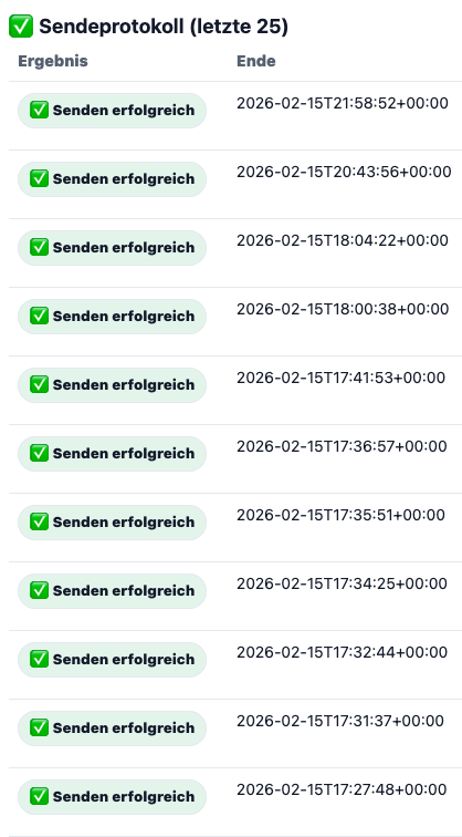 Sendeprotokoll Übersicht